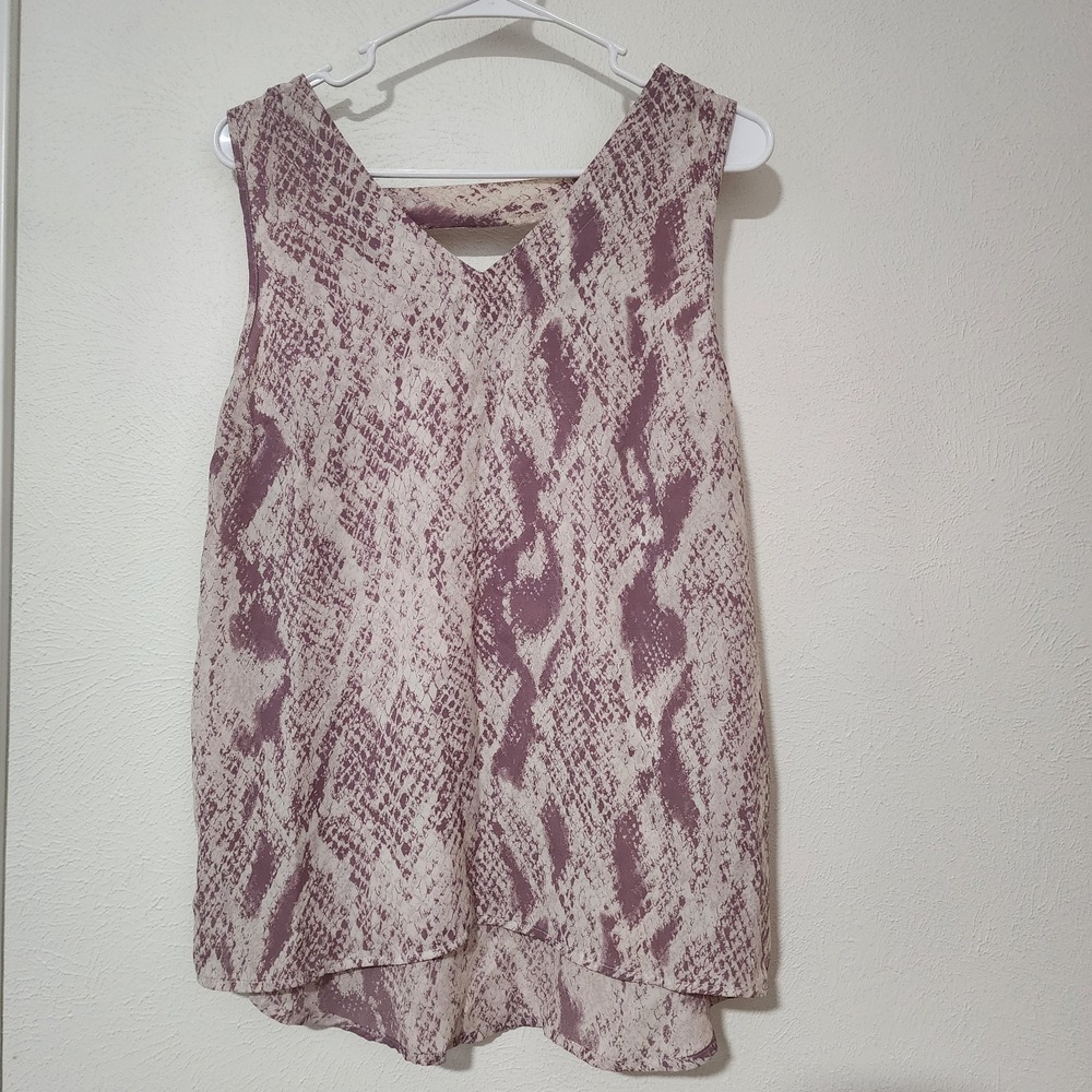Maurice's Tank‎ Top Snakeskin Bar Back Cream Ivory Lavender Purple Medium